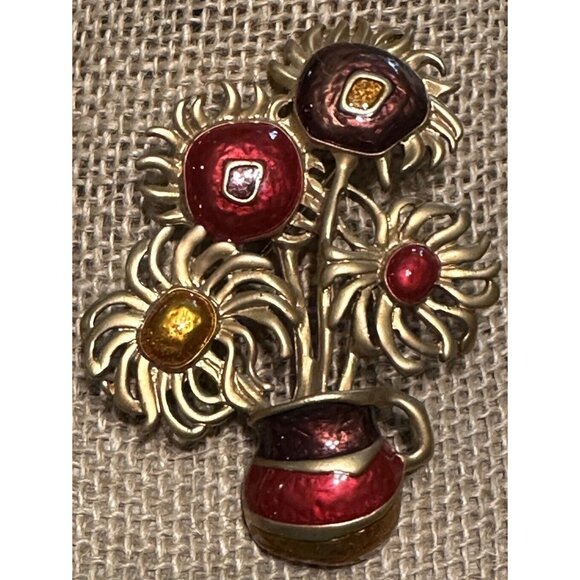 Vintage YSL Yves Saint Laurent for Avon Van Gogh's Sunflowers Brooch Pin 1982 - Picture 1 of 8